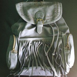 Dolce Vita Backpack Leather Fringe Gray BRAND NEW!